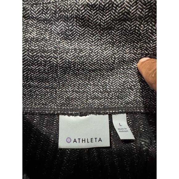 Athleta Leggings Women Large Black Houndstooth Pull On Mid Rise Pocket Ankle - Picture 2 of 8